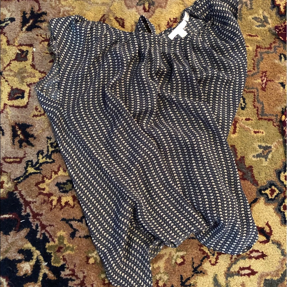 Lauren Conrad blouse blue with white hearts